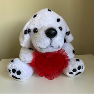 White and black puppy dalmatian heart teddy bear stuffy valentine stuffed animal